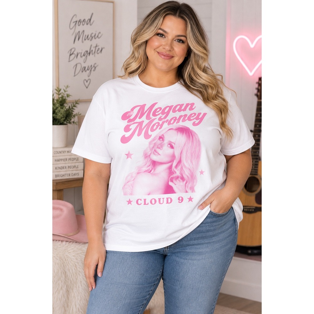 Megan Moroney Cloud 9 Graphic Tee White Pink Women 3X New NWT Mad Engine